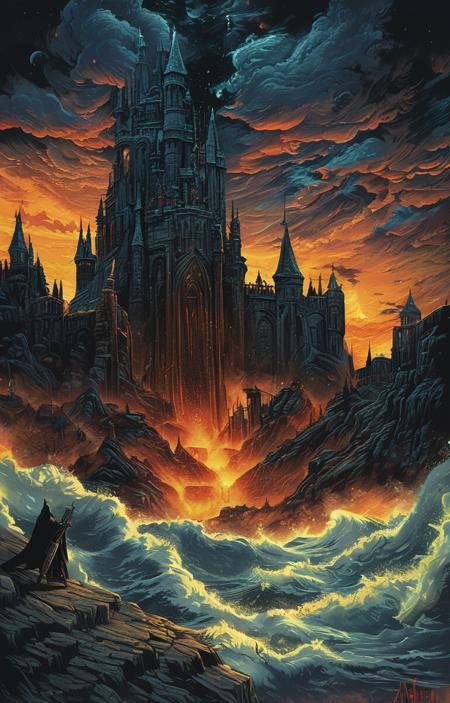 11695-2230985952-masterpiece,best quality,_lora_tbh160-sdxl_0.9_,illustration,style of Dan Mumford Nazgul over sleeping town.png